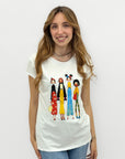 T-shirt Bianca con Stampa Fashion Girls