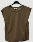 T-shirt con Borchie Laterali