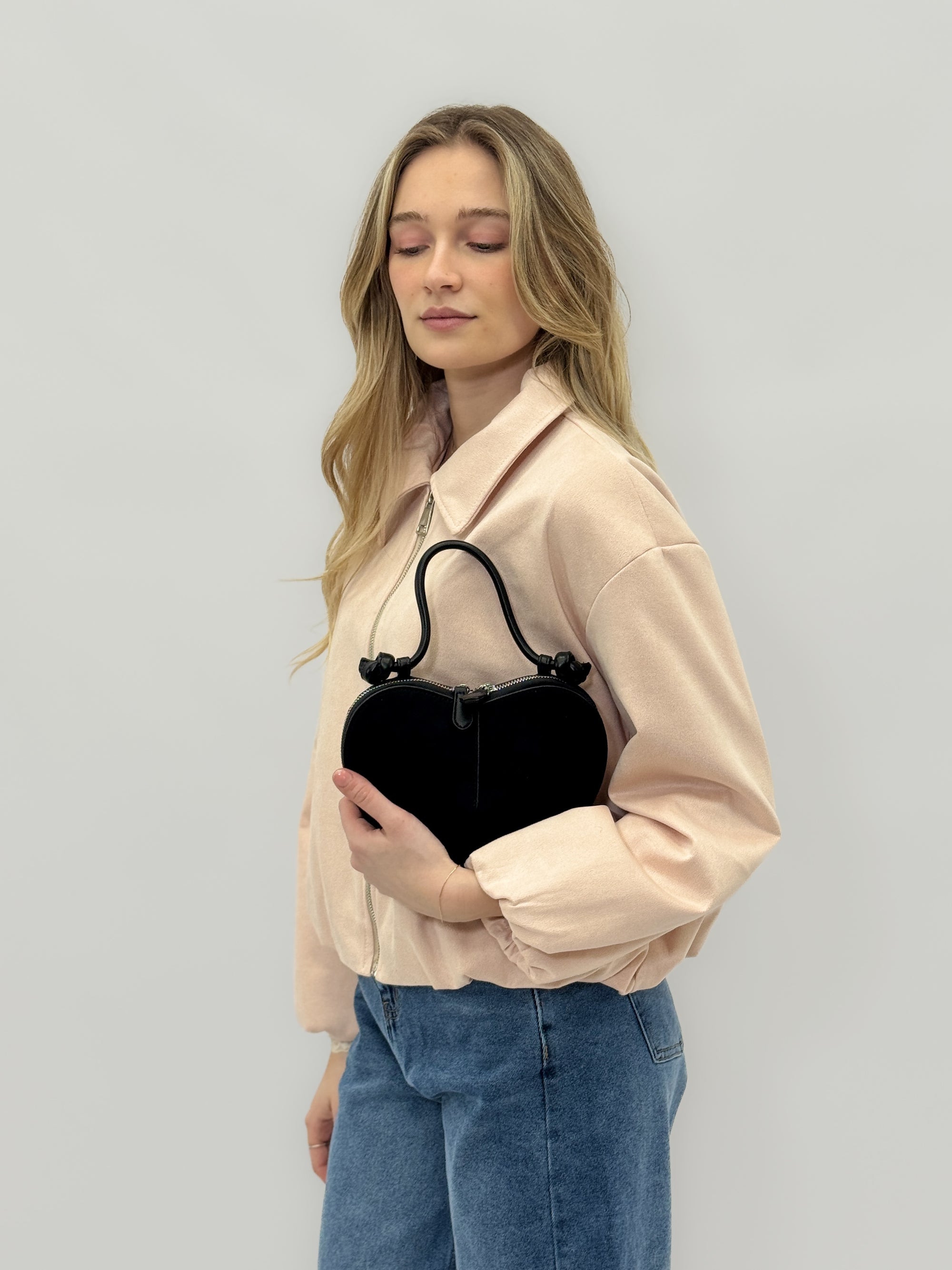 Borsa Cuore Effetto Camoscio – Romantic Chic