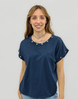T-shirt in Cotone con Occhielli