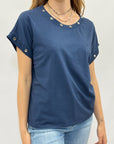 T-shirt in Cotone con Occhielli
