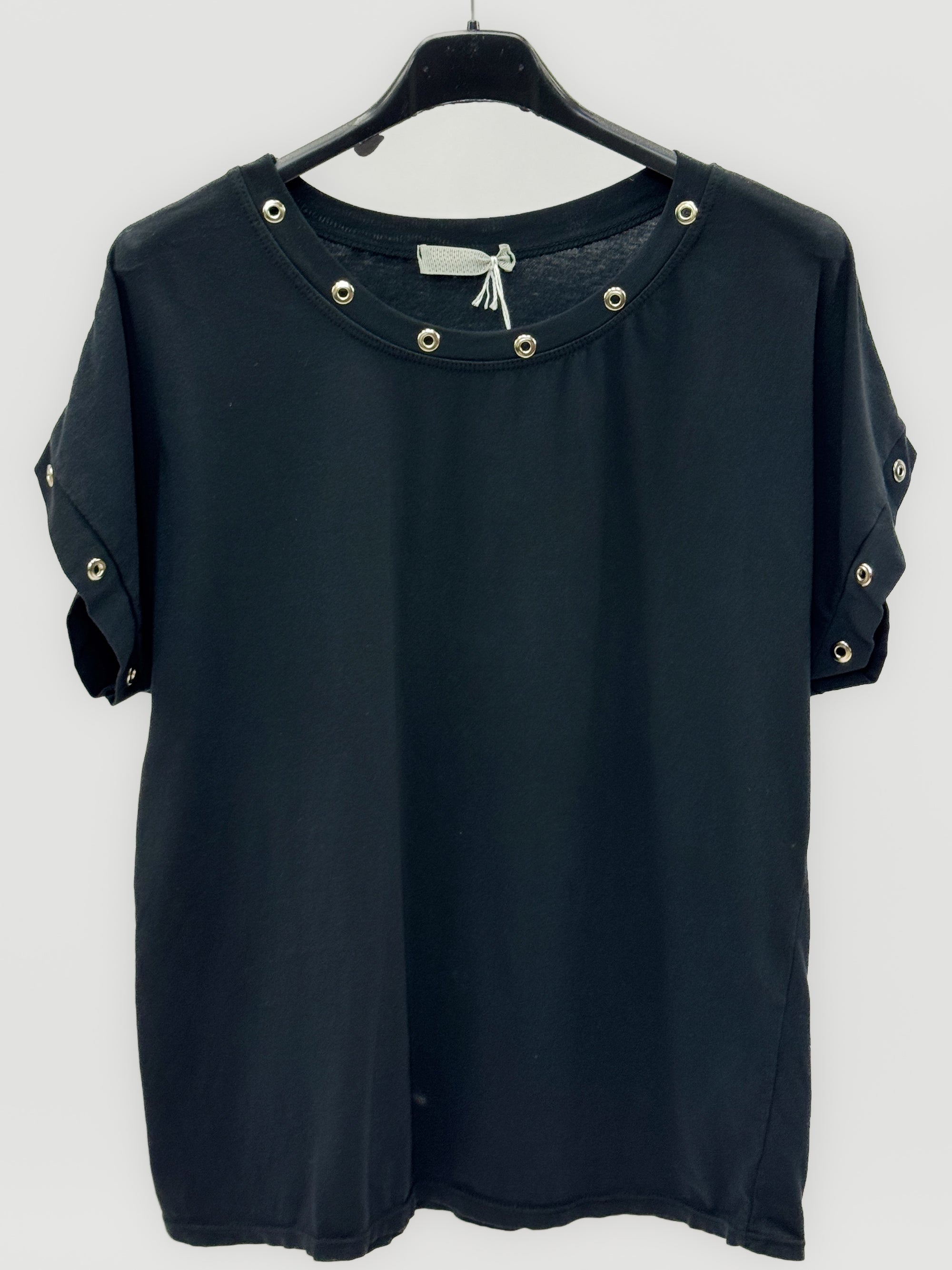 T-shirt in Cotone con Occhielli
