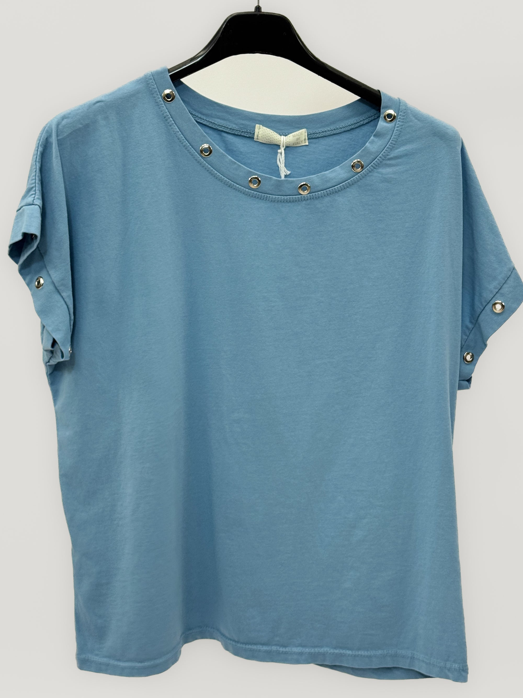 T-shirt in Cotone con Occhielli