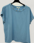 T-shirt in Cotone con Occhielli