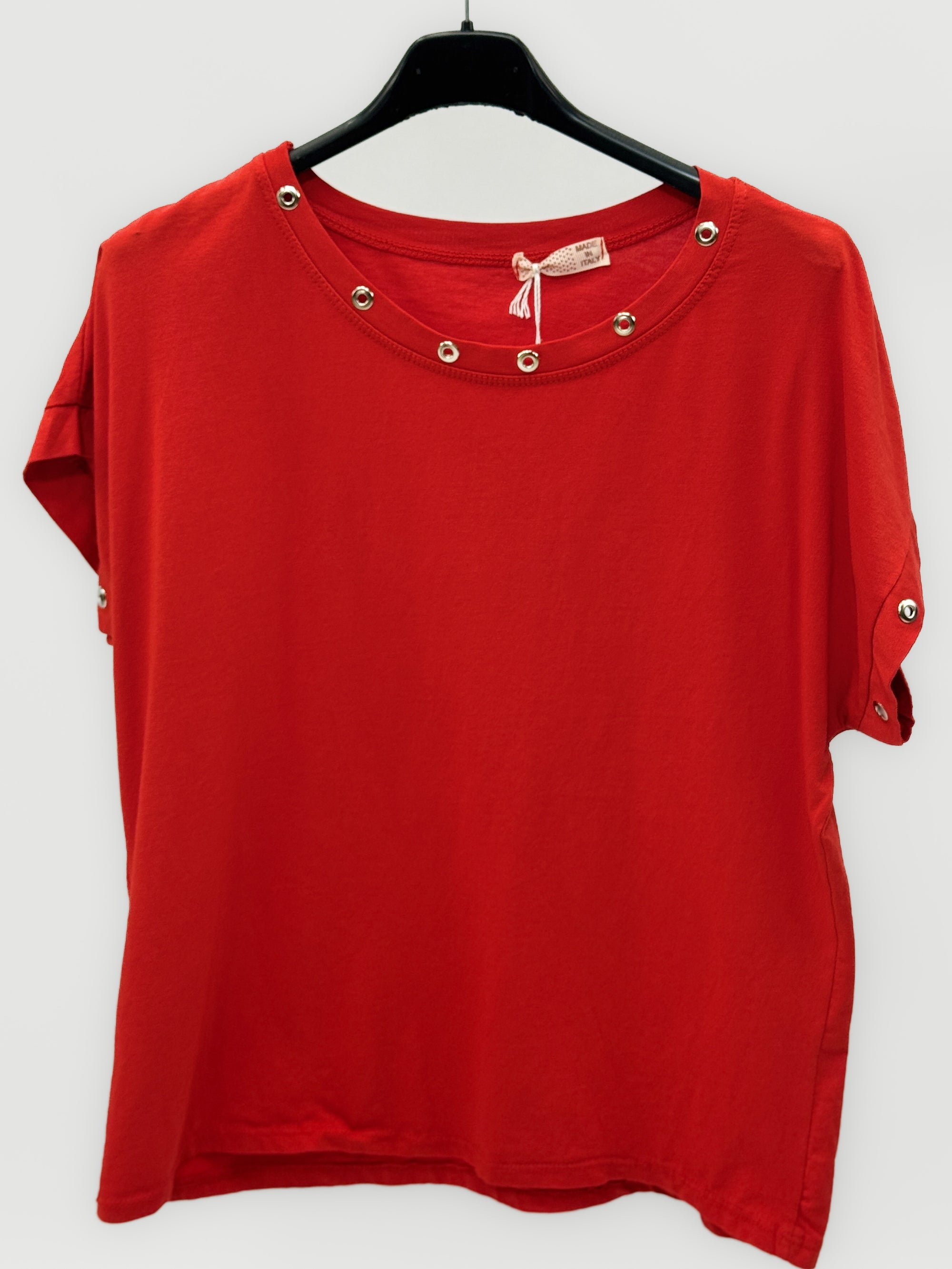 T-shirt in Cotone con Occhielli