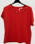 T-shirt in Cotone con Occhielli