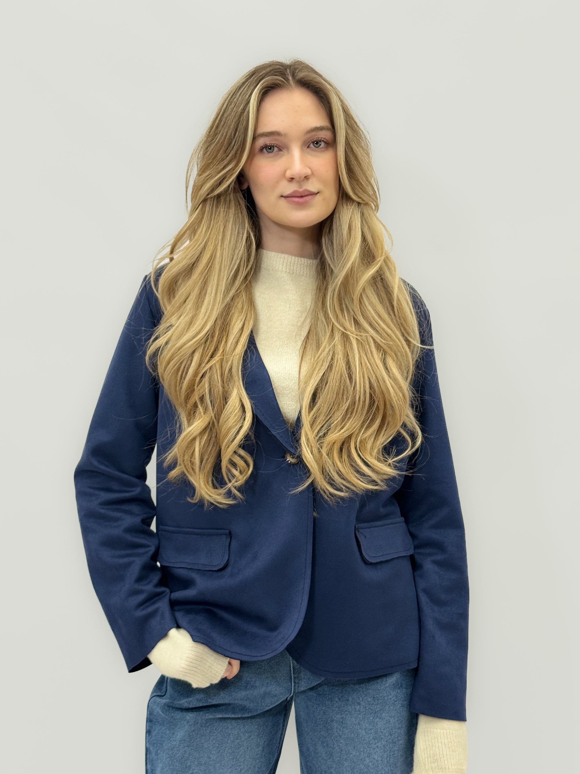 Giacca monopetto in effetto camoscio