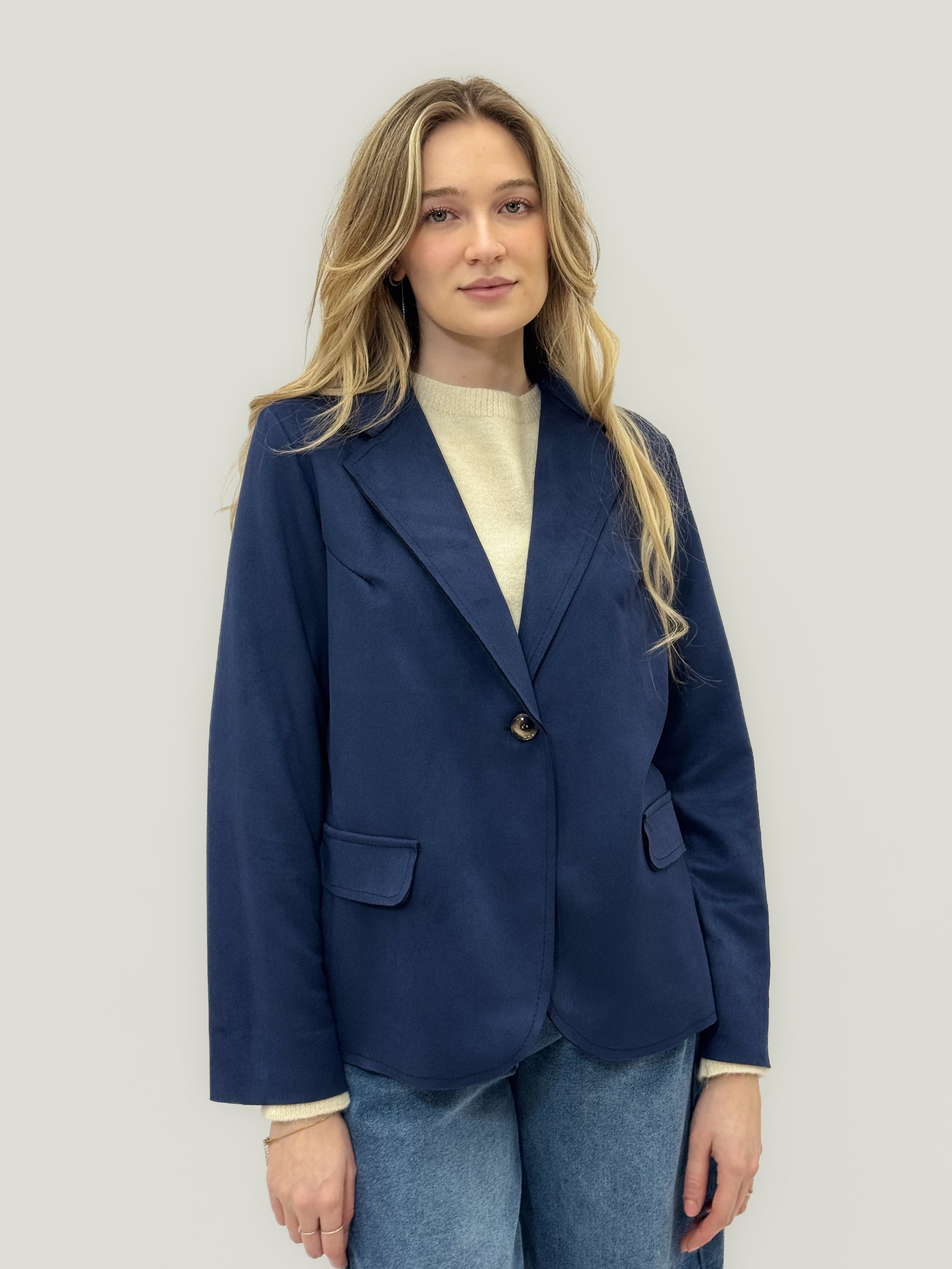 Giacca monopetto in effetto camoscio