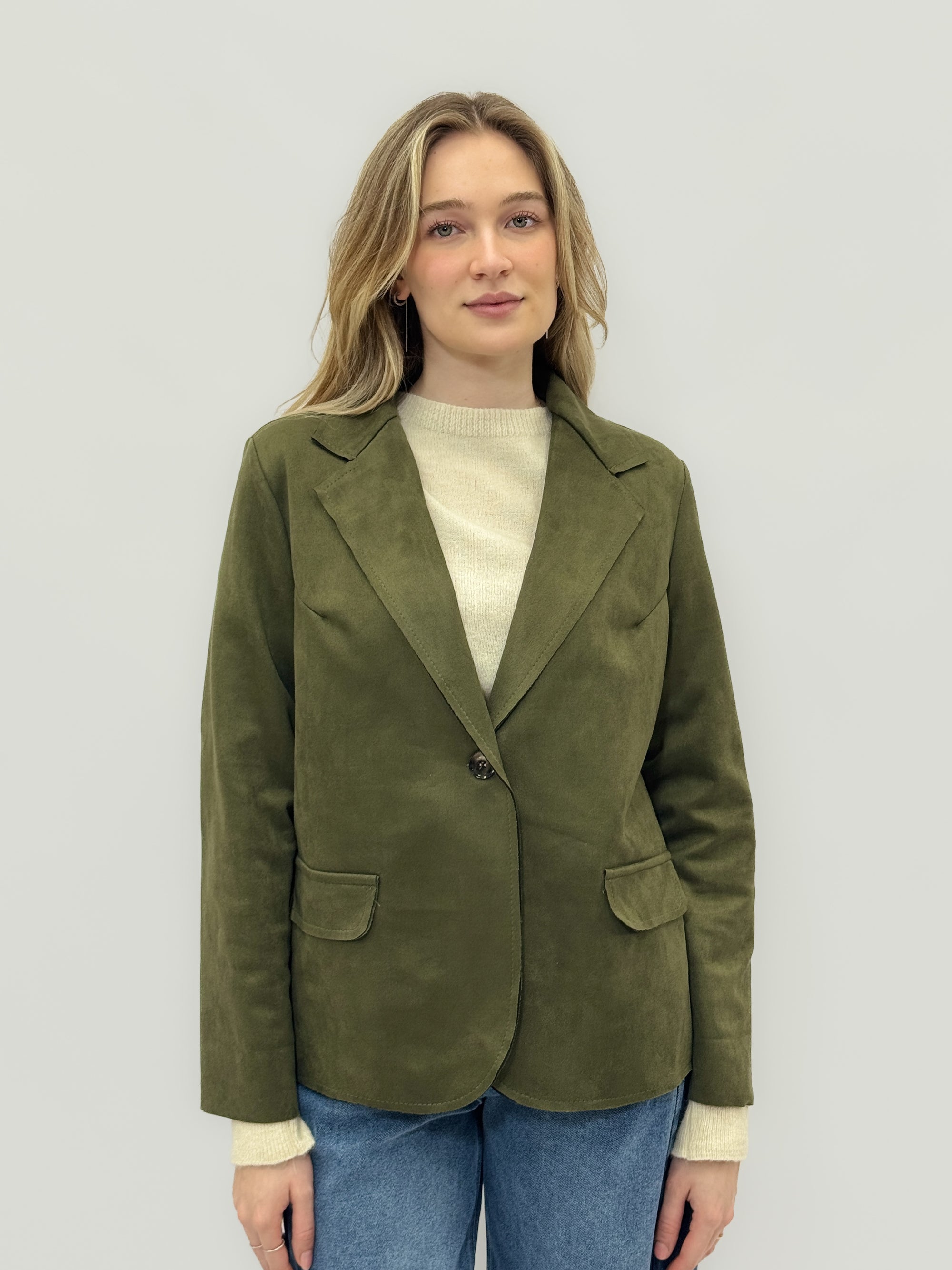 Giacca monopetto in effetto camoscio