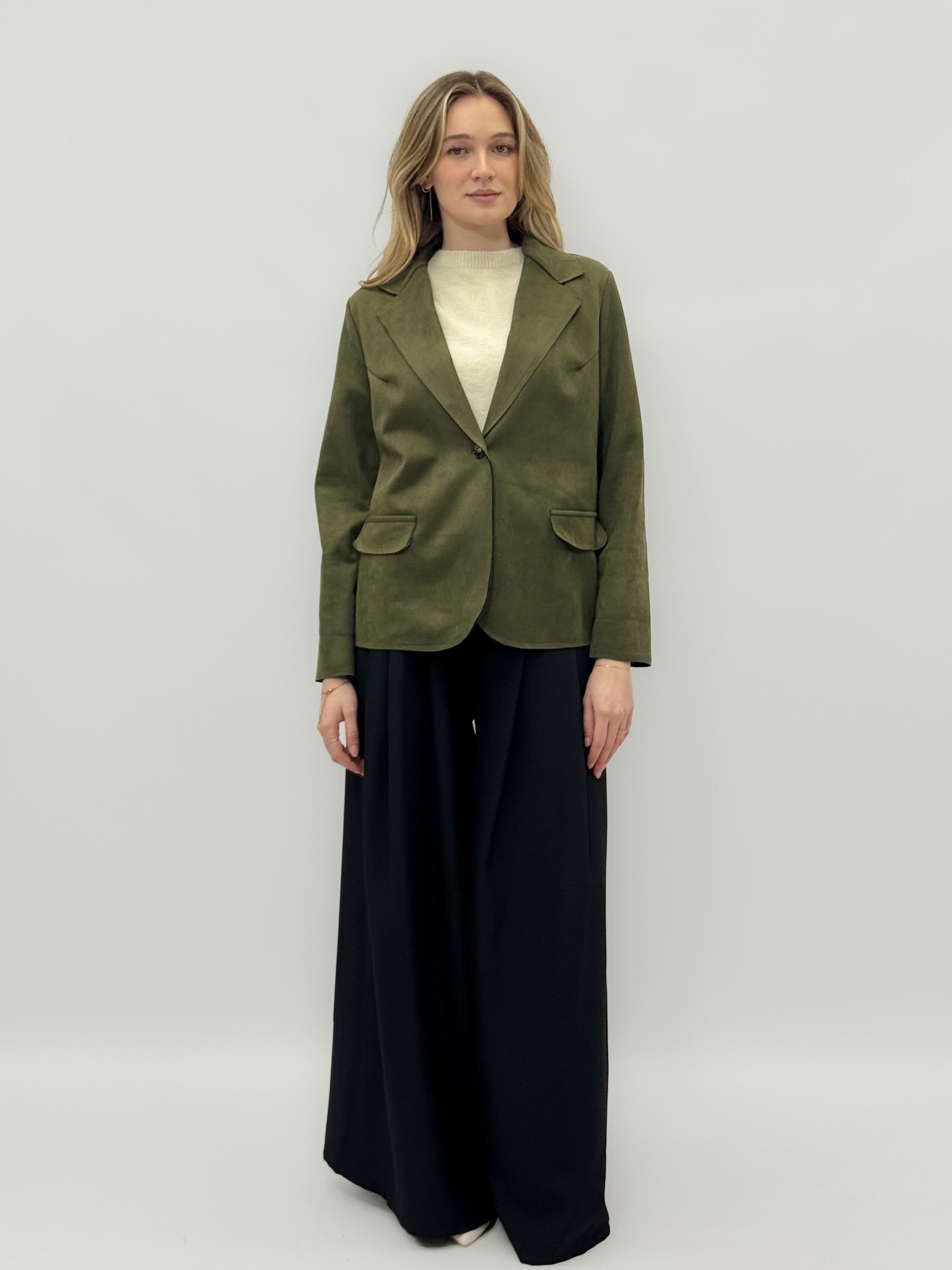 Giacca monopetto in effetto camoscio