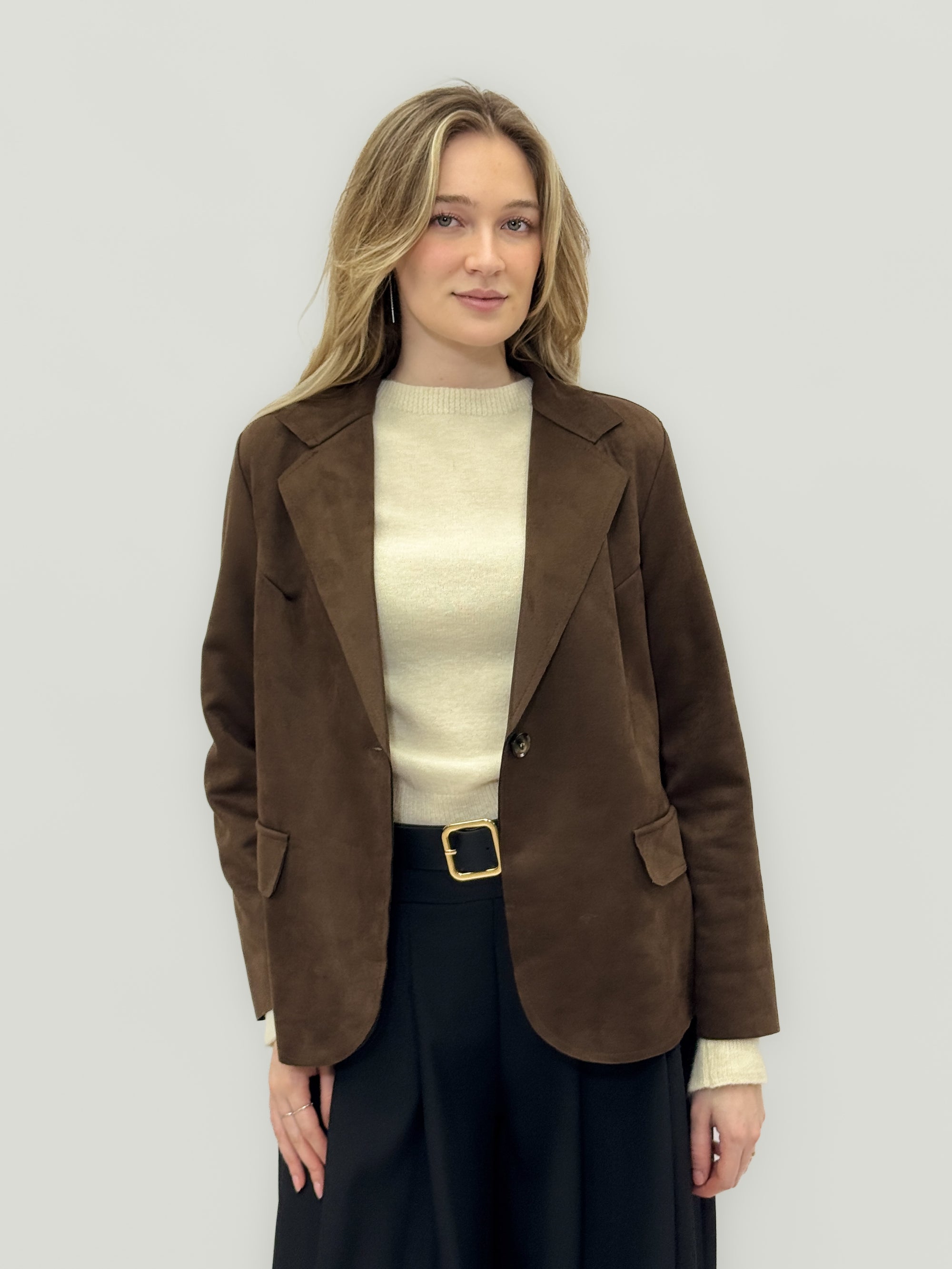 Giacca monopetto in effetto camoscio