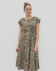 Abito Midi Fantasia Animalier con Cintura