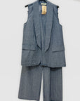 Completo Gessato con Gilet e Pantalone Palazzo