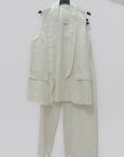 Completo Gessato con Gilet e Pantalone Palazzo