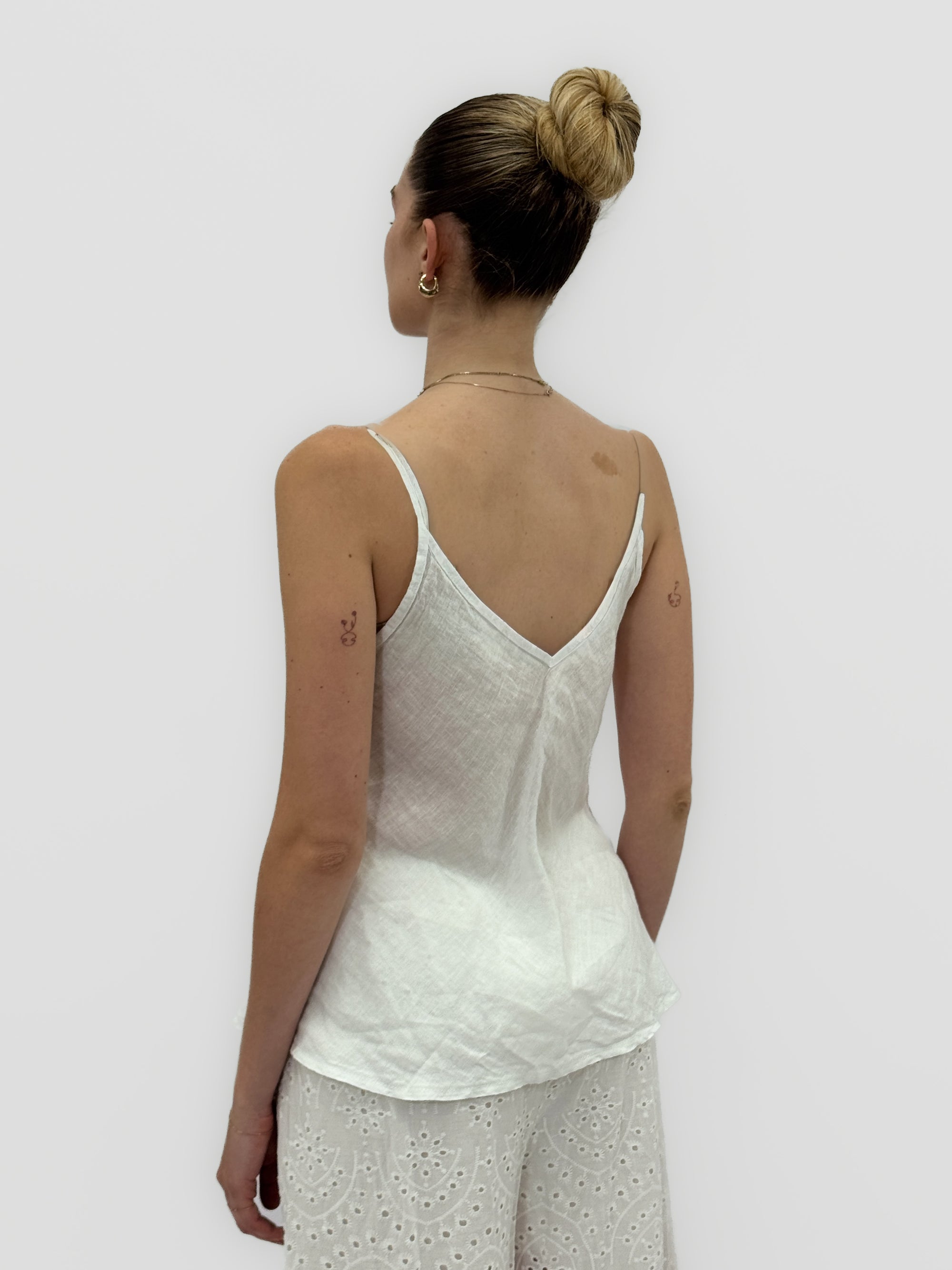 Top con Spalline Sottili in 100% lino