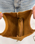 Borsa con manico rigido e frange in vera pelle