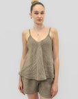 Top con Spalline Sottili in 100% lino