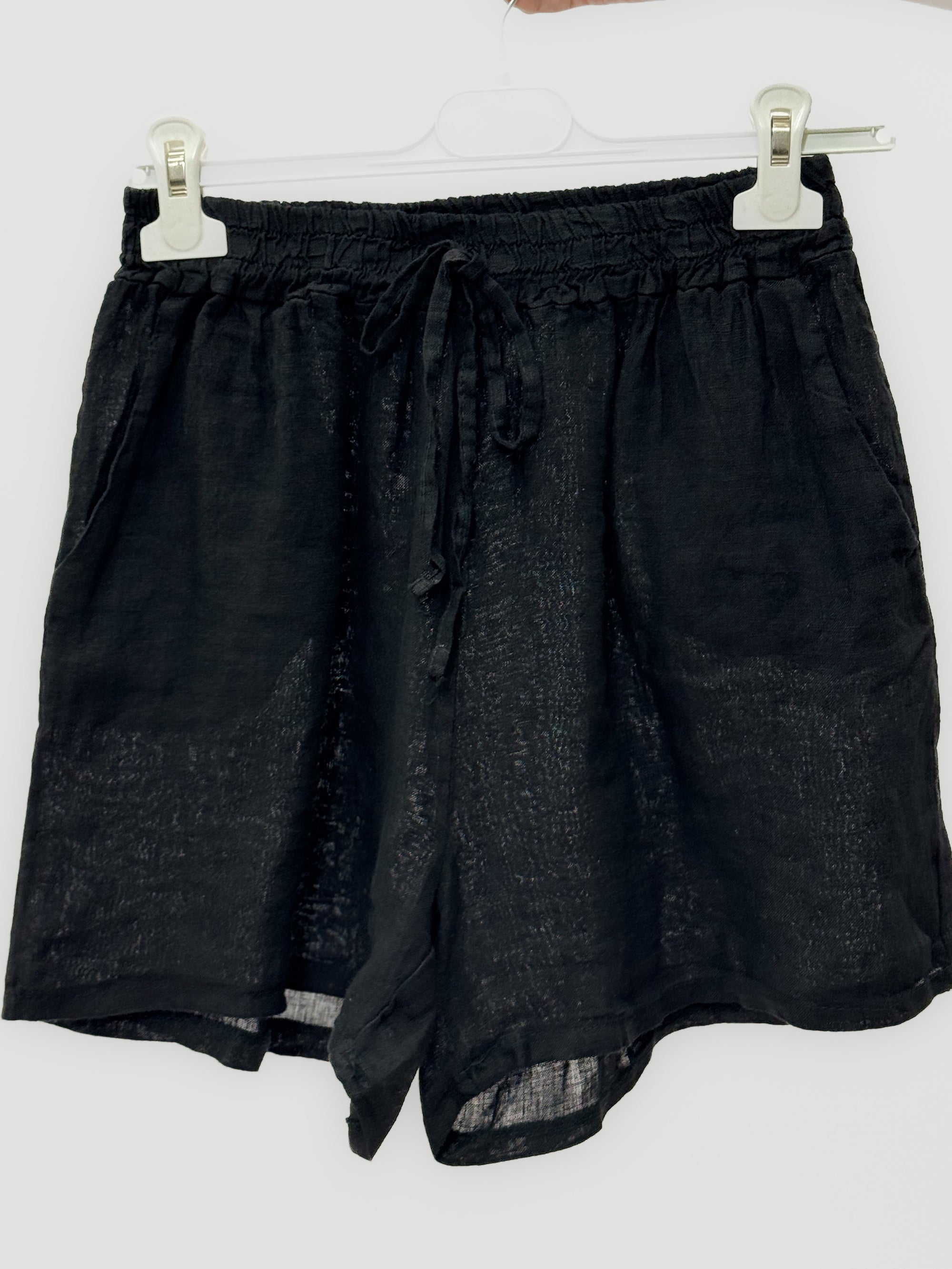Pantaloncini a Vita Alta in 100% lino