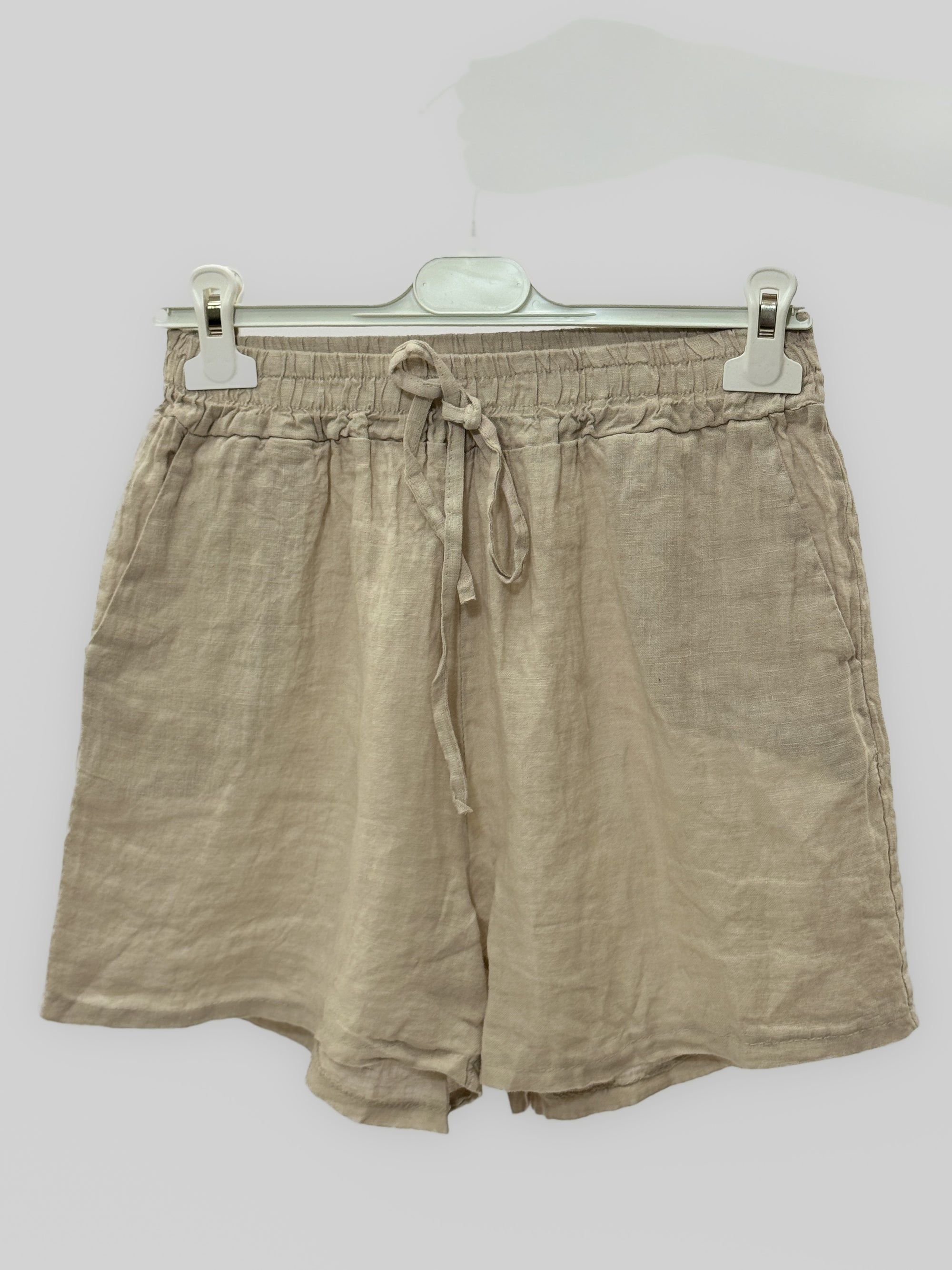 Pantaloncini a Vita Alta in 100% lino