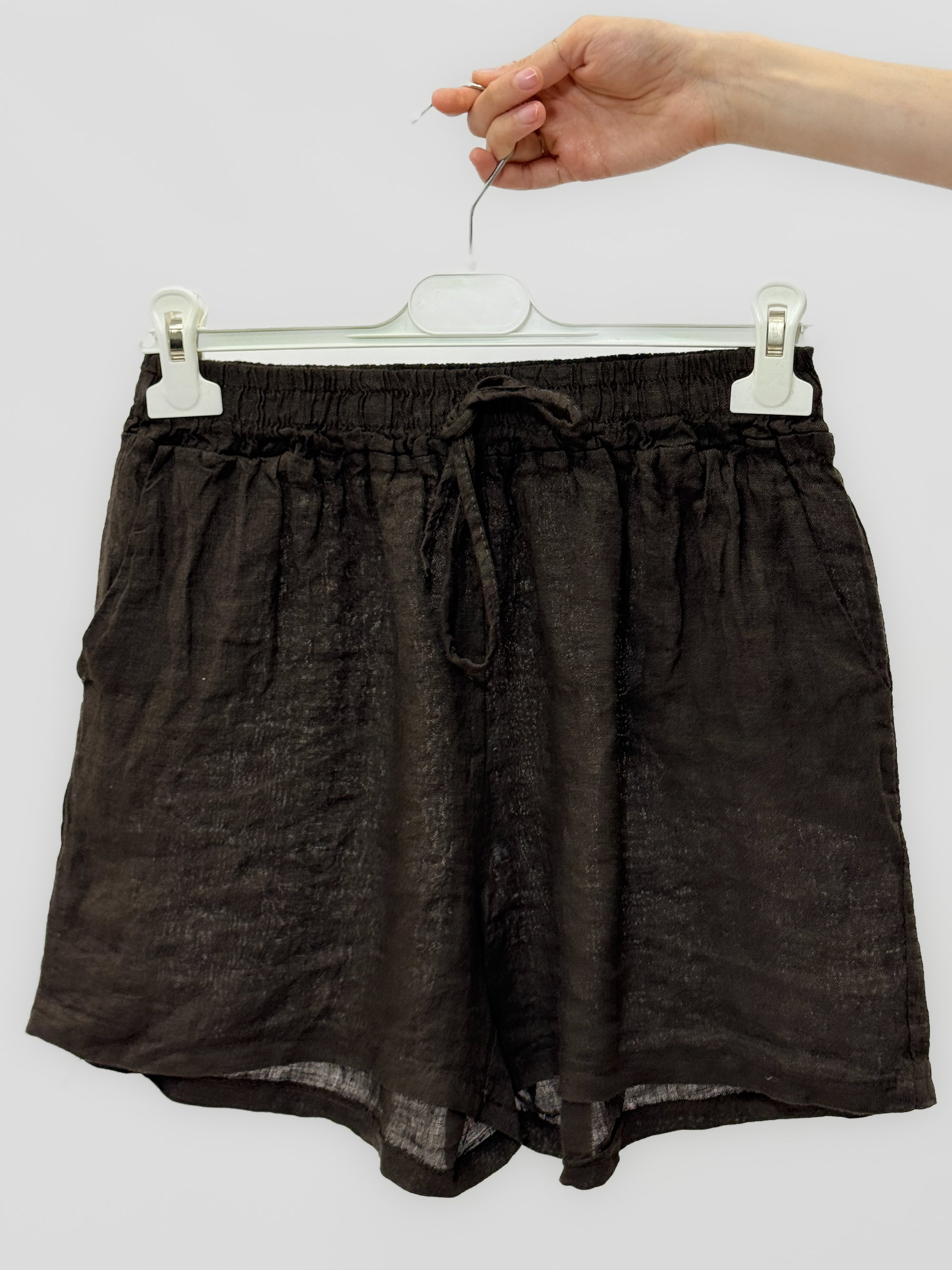 Pantaloncini a Vita Alta in 100% lino