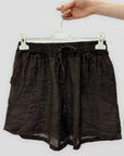 Pantaloncini a Vita Alta in 100% lino
