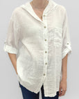 Camicia Bianca in Lino con Cappuccio