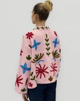 Giacca in Cotone con Ricami Floreali