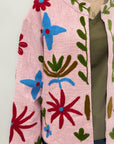 Giacca in Cotone con Ricami Floreali