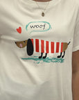 T-shirt Bianca con Stampa Bassotto