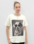 T-shirt Bianca con Stampa Dalmata