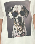 T-shirt Bianca con Stampa Dalmata