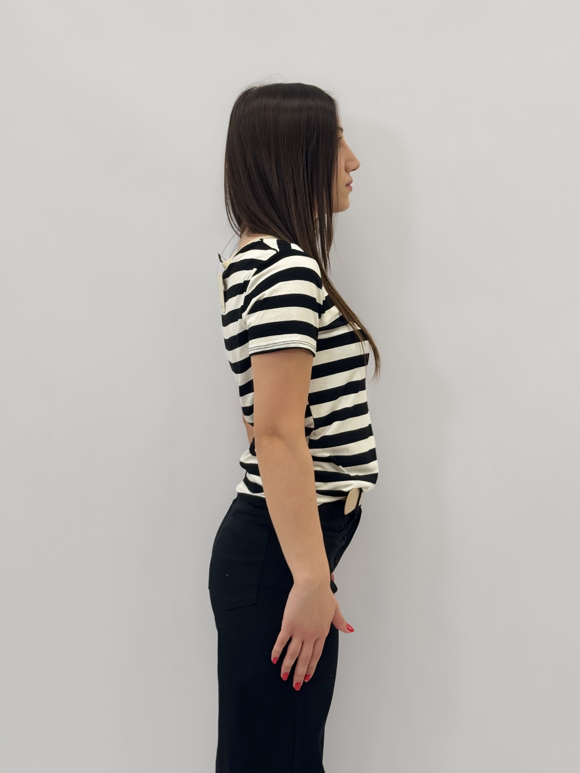 T-shirt a righe con dettagli lurex