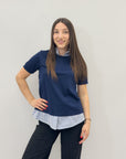 Maglia con colletto a righe