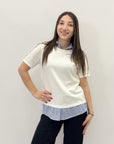 Maglia con colletto a righe