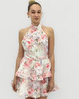 Abito Corto Floreale con Scollo Halter