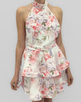 Abito Corto Floreale con Scollo Halter