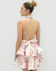 Abito Corto Floreale con Scollo Halter