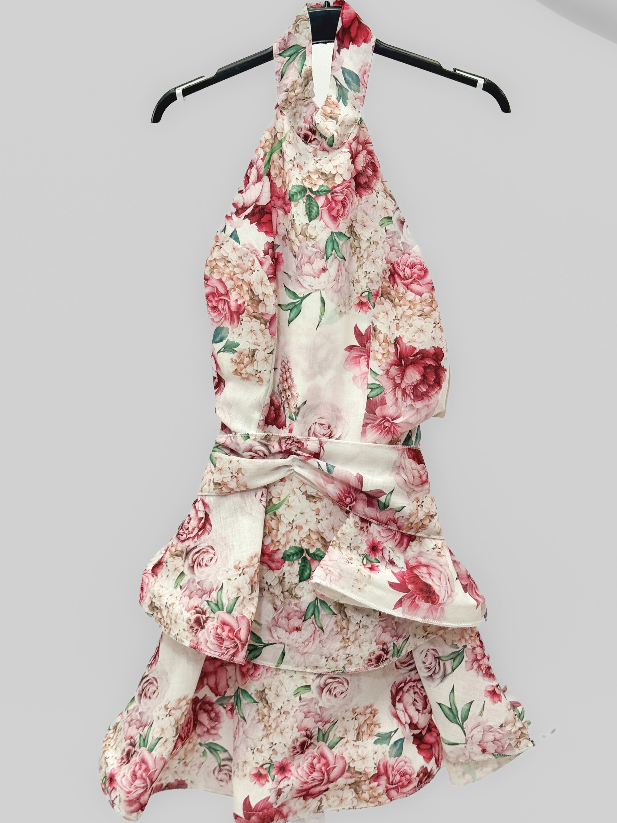 Abito Corto Floreale con Scollo Halter
