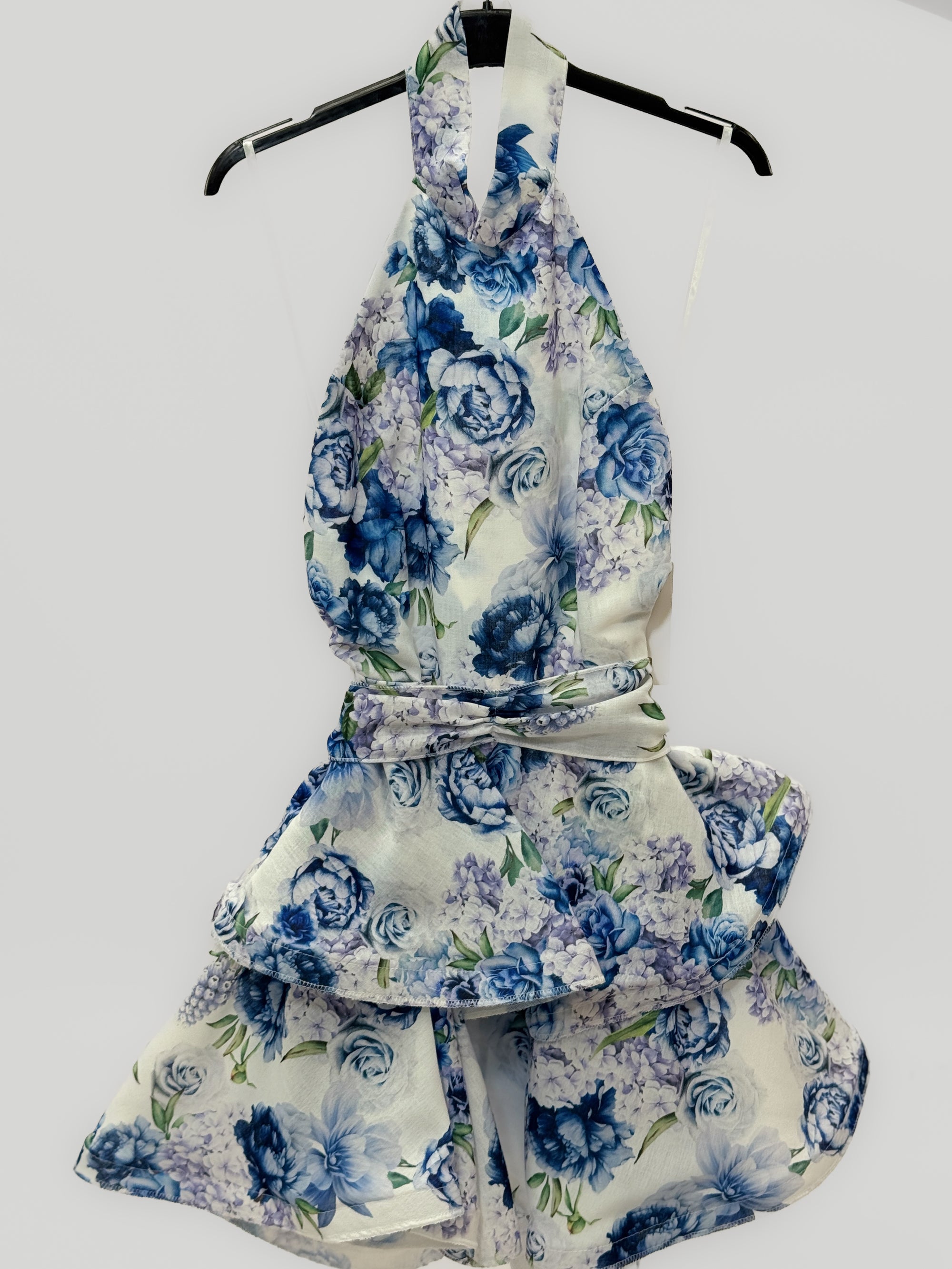 Abito Corto Floreale con Scollo Halter