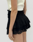 Gonna Corta in Pizzo con Pantaloncino Interno