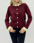 Cardigan con colletto e polsini volant – Dettagli raffinati per un tocco bon ton