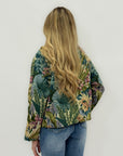 Giacca Donna Fantasia Botanica Jacquard – Tasche Frontali