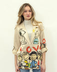 Blazer Beige con Stampa Cartoon Artistica