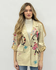 Blazer Beige con Stampa Cartoon Artistica