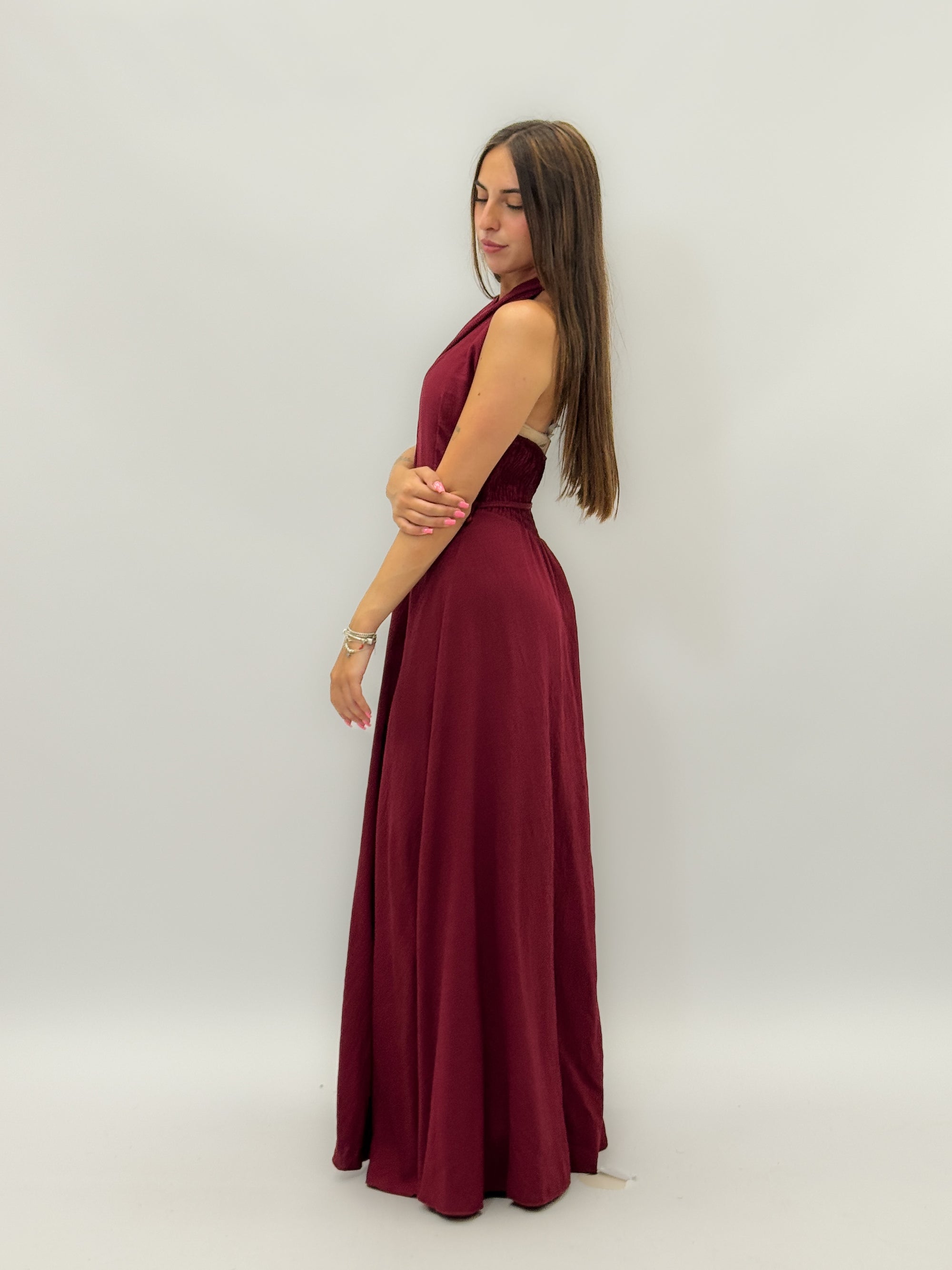 Abito lungo scollo halter