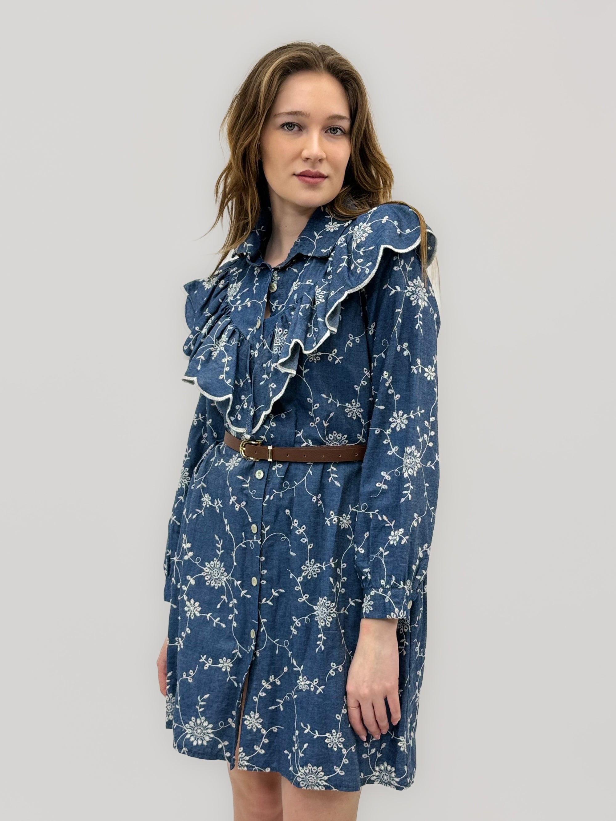 Abito Camicia Denim Ricamato con Rouge – Stile Romantic Chic