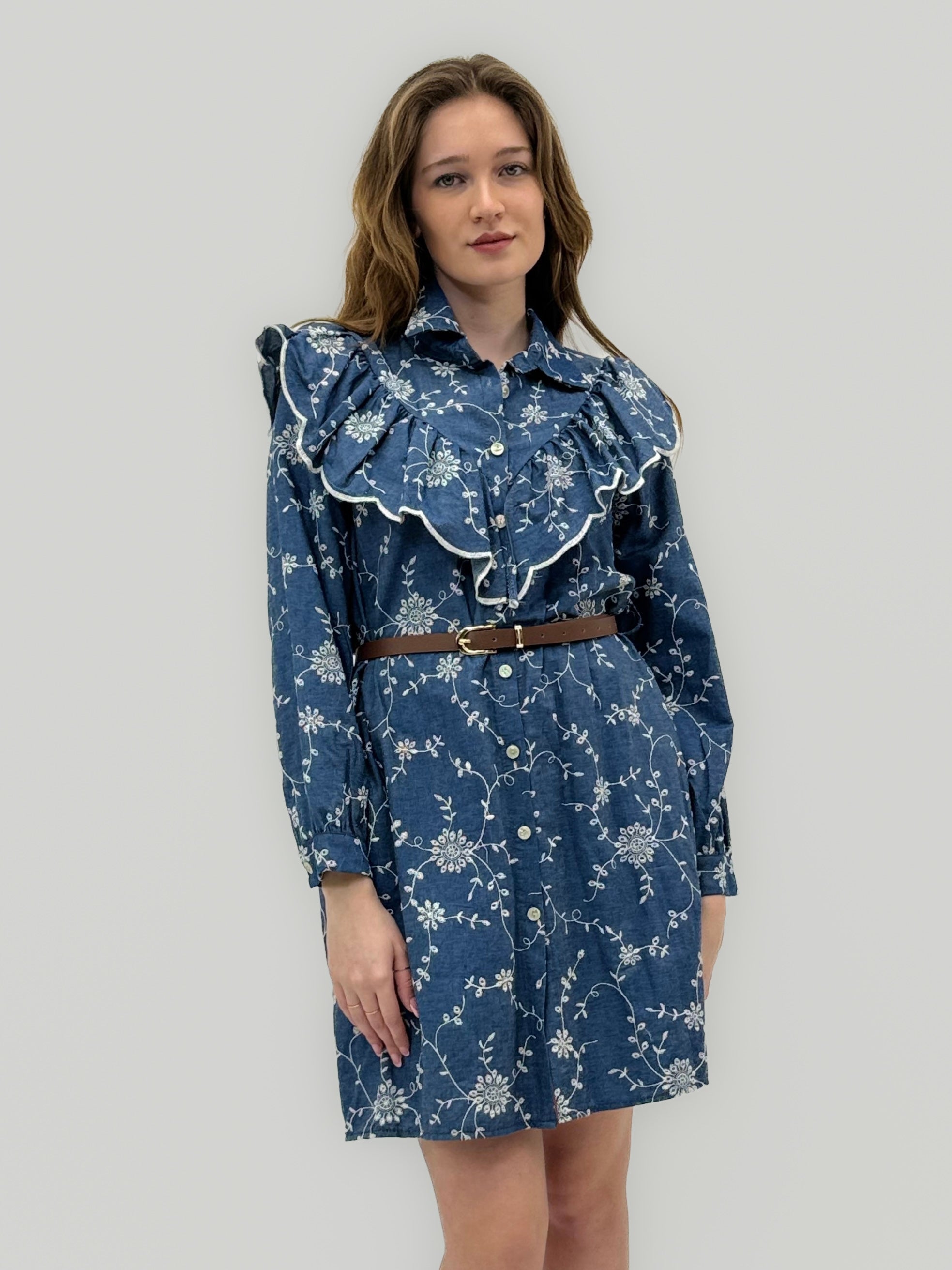 Abito Camicia Denim Ricamato con Rouge – Stile Romantic Chic