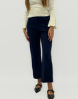 Pantaloni blu eleganti con risvolto – Linea dritta e stile raffinato