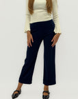 Pantaloni blu eleganti con risvolto – Linea dritta e stile raffinato
