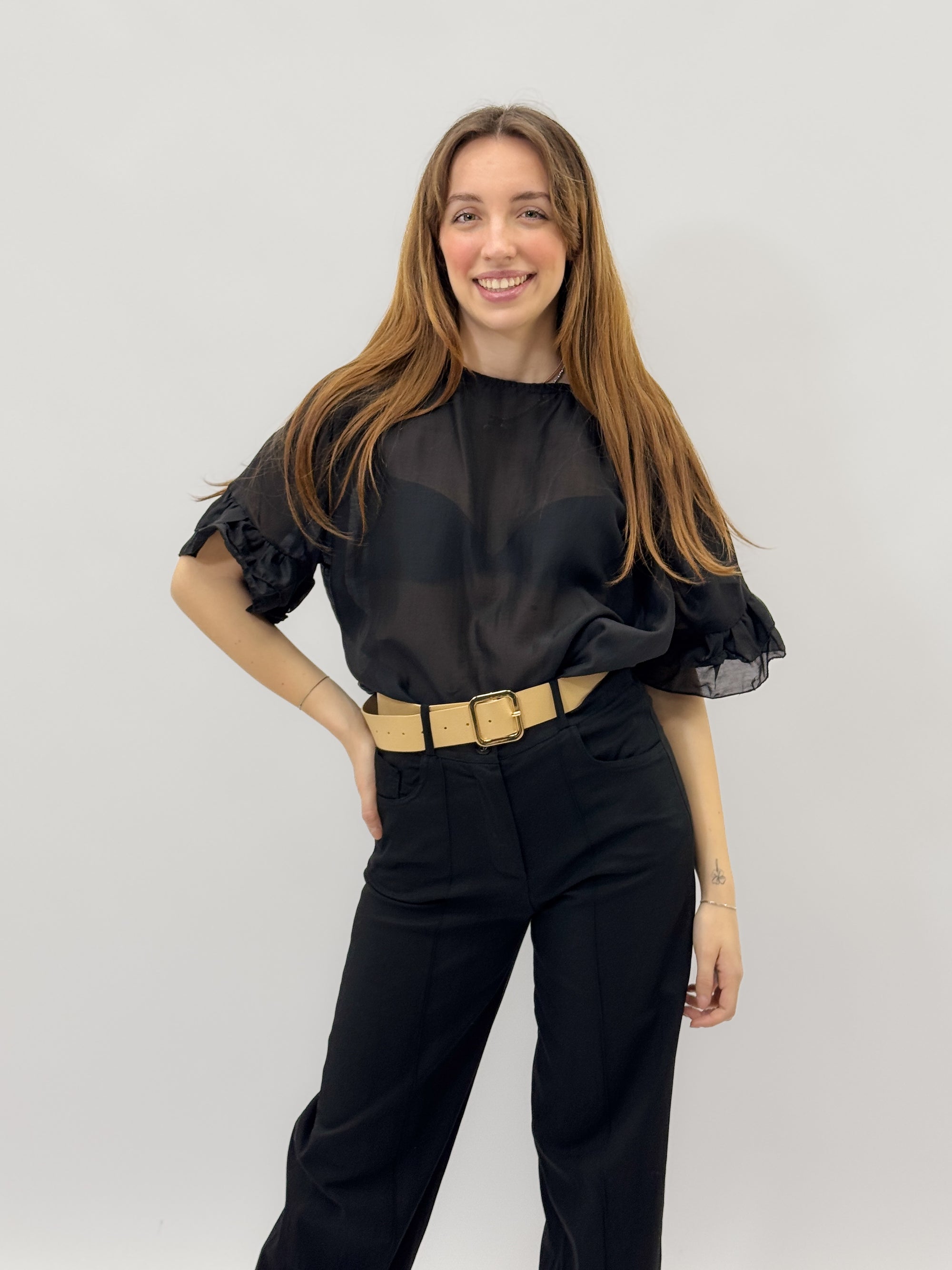 Maglia leggera con maniche volant
